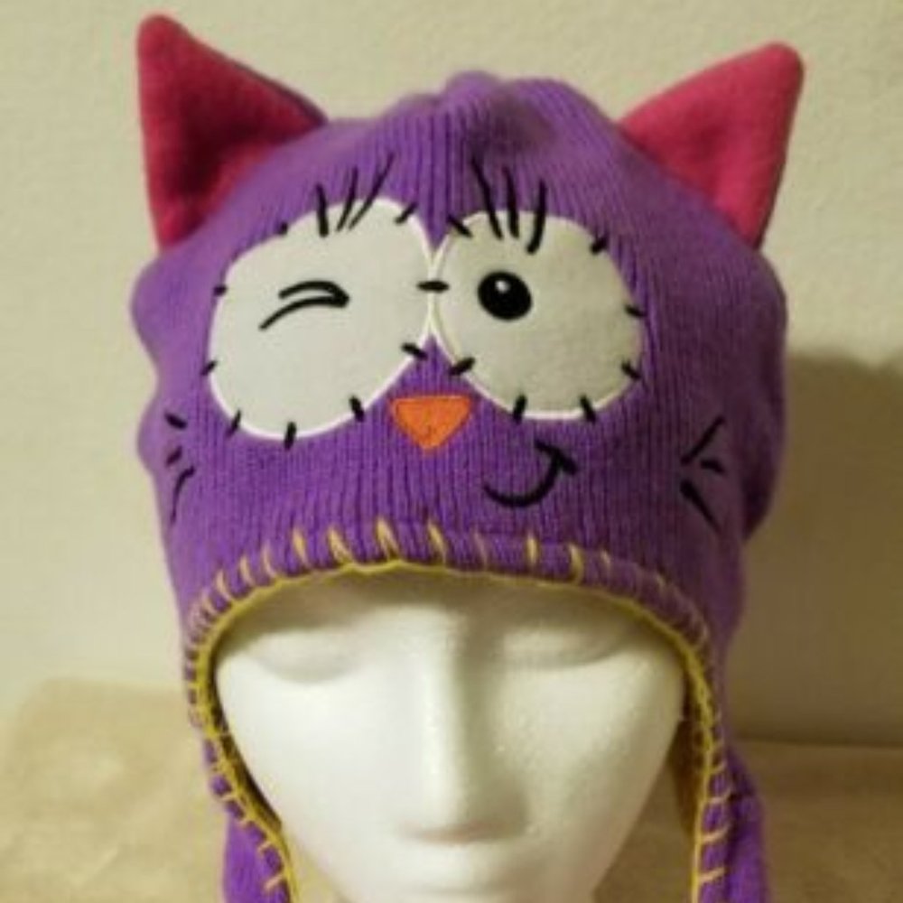 Purple Cat Flipeez Fun Winter Warm Hat